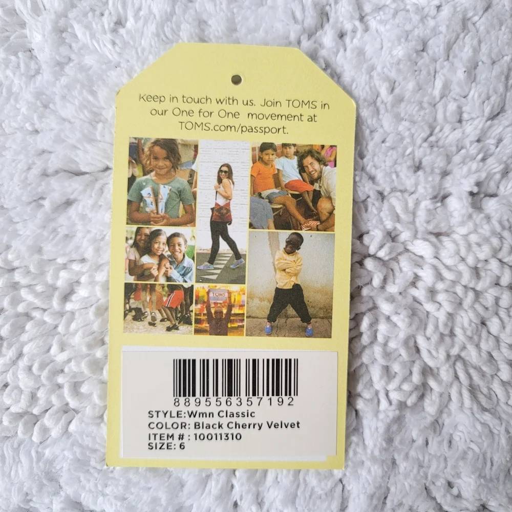 TOMS Women cherry Red Velvet Alpargata Slip on - Picture 6 of 6